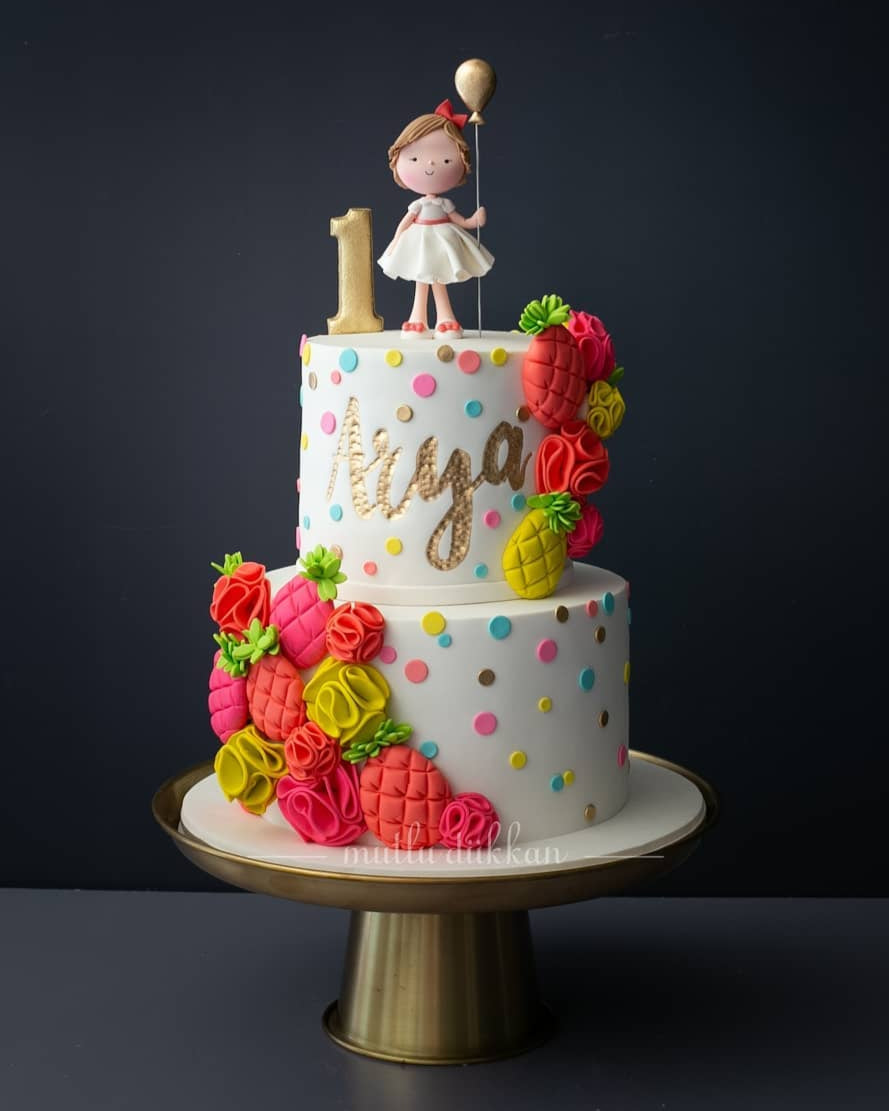 canlı pasta – neon renkli kız çocuk doğum günü pastası
