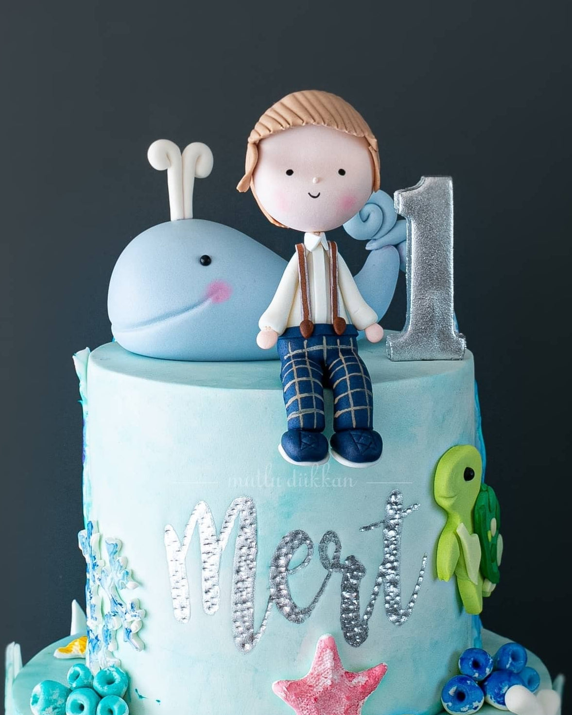 deniz pasta – balina ve ahtapot temalı çocuk pastası