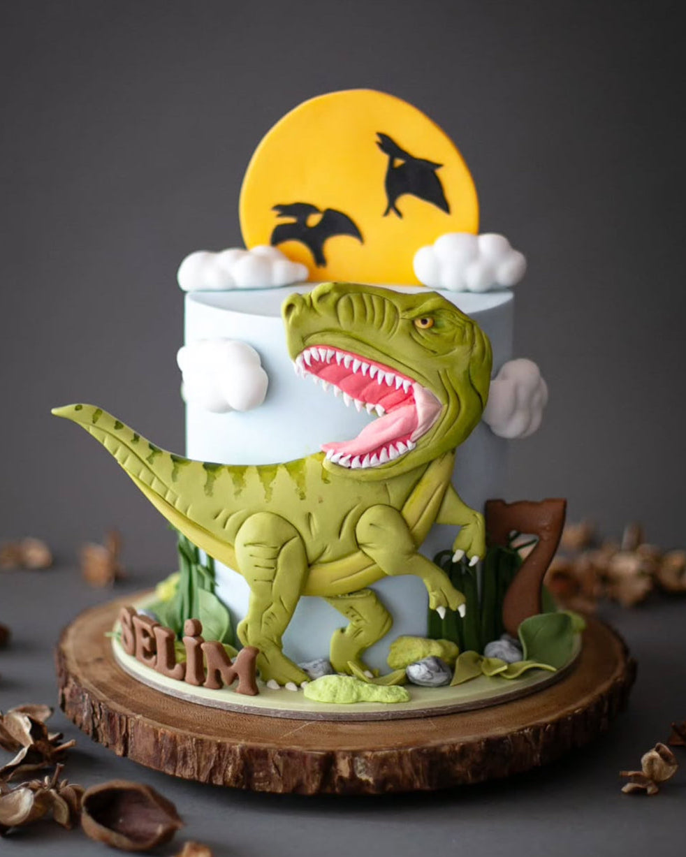 dinozor pasta – t-rex temalı çocuk doğum günü pastası