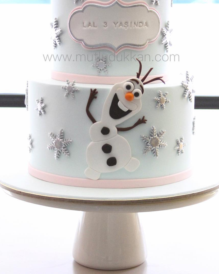 elsa ve olaf pasta – frozen temalı kız doğum günü pastası