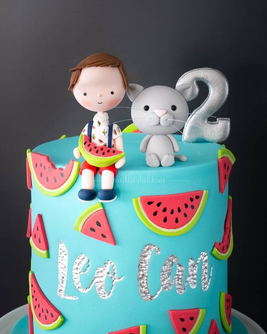 karpuz pasta – yaz temalı 2 yaş erkek doğum günü pastası