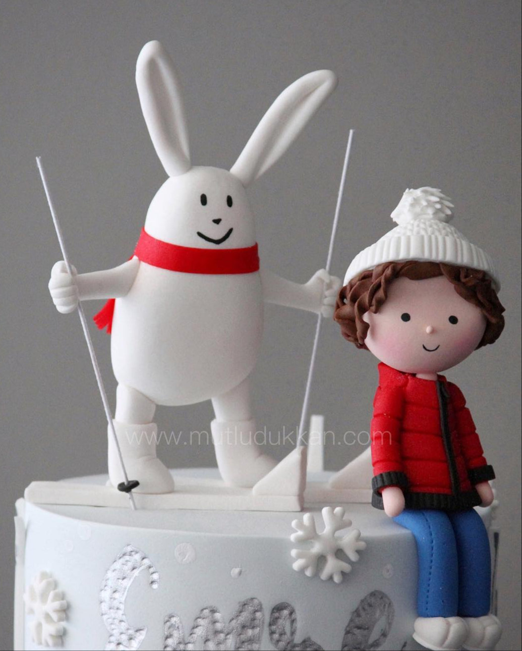 kayak pasta – kış ve kar temalı erkek doğum günü pastası