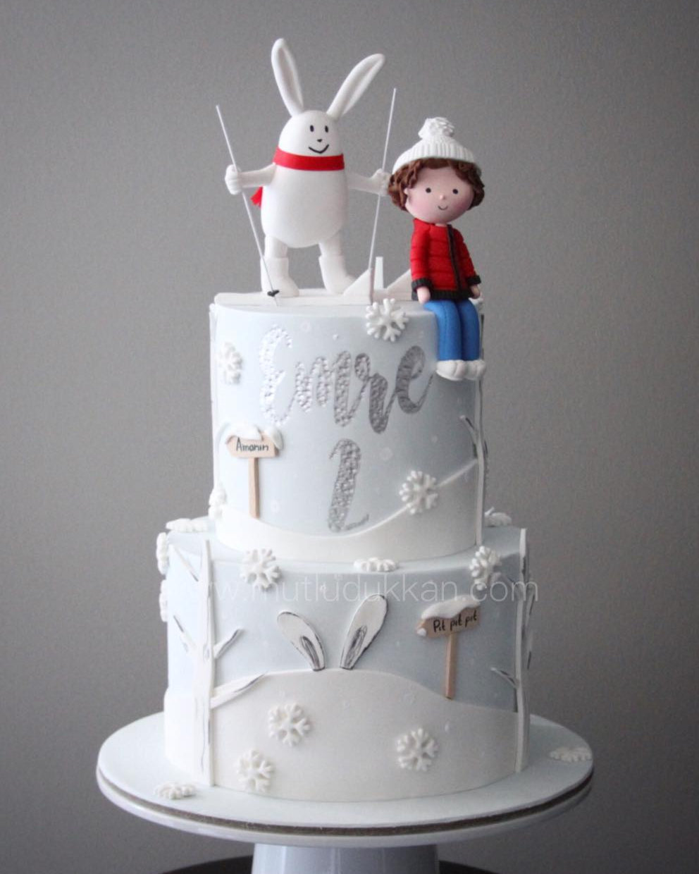 kayak pasta – kış ve kar temalı erkek doğum günü pastası