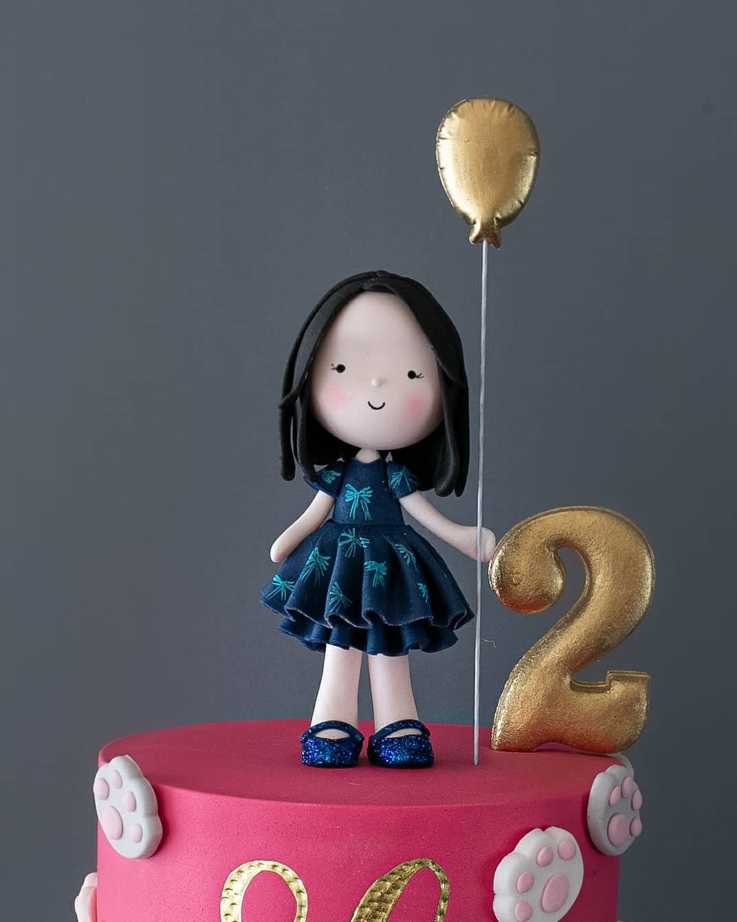 kedi pasta – pembe renkli kız çocuk doğum günü pastası