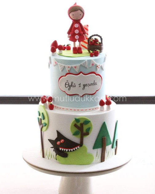 kırmızı başlıklı kız pasta – 1 yaş orman temalı pasta