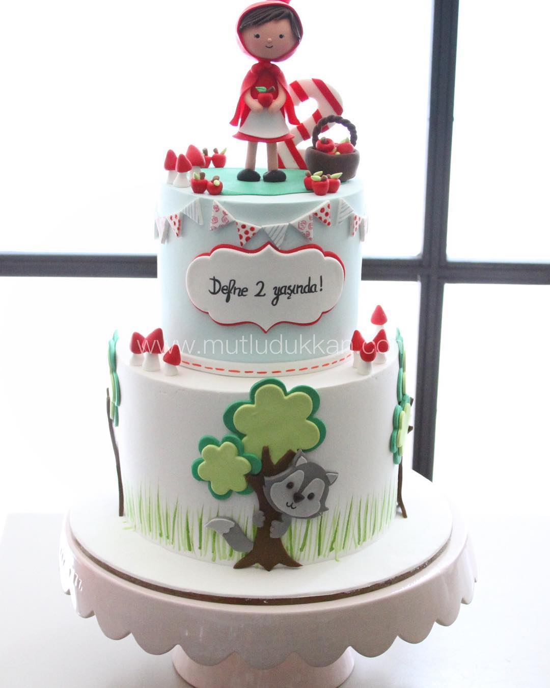 kırmızı başlıklı kız pasta – orman temalı kız çocuk pastası
