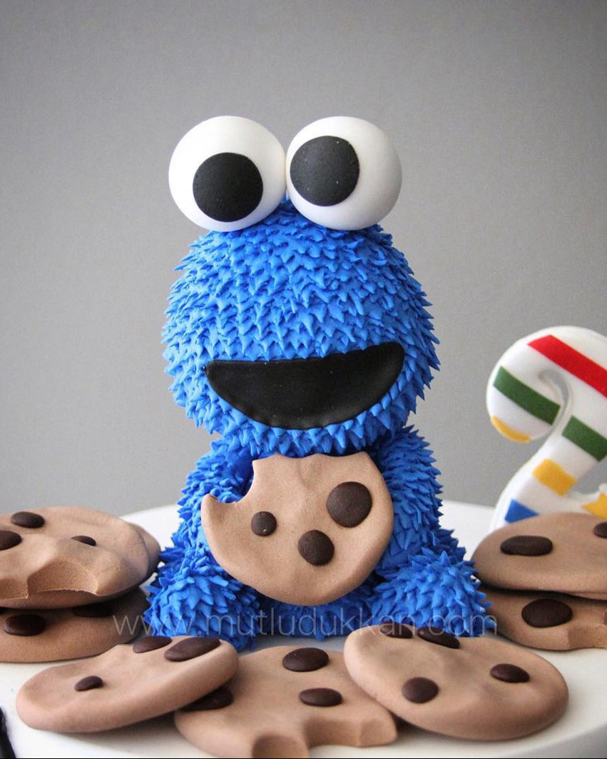 kurabiye canavarı pasta – renkli erkek çocuk pastası