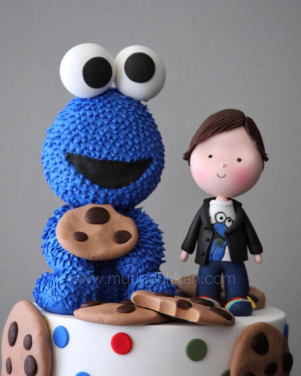 kurabiye canavarı pastası – cookie monster temalı pasta