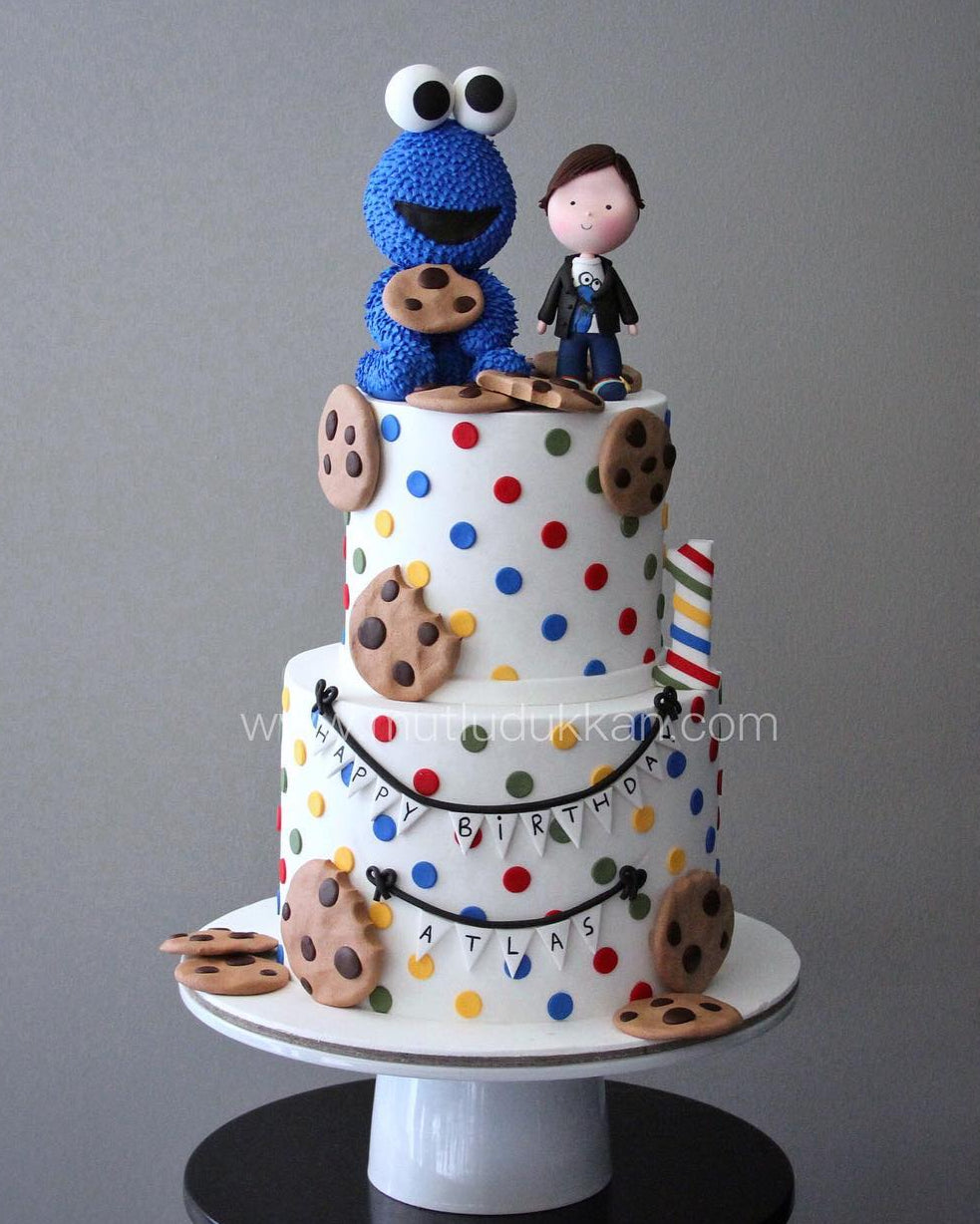 kurabiye canavarı pastası – cookie monster temalı pasta