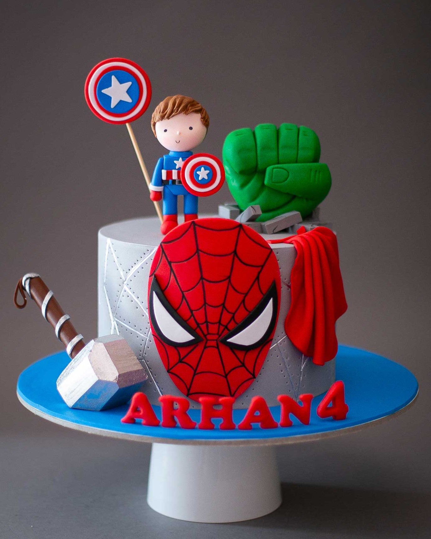marvel pasta – hulk, spiderman ve thor temalı çocuk pastası