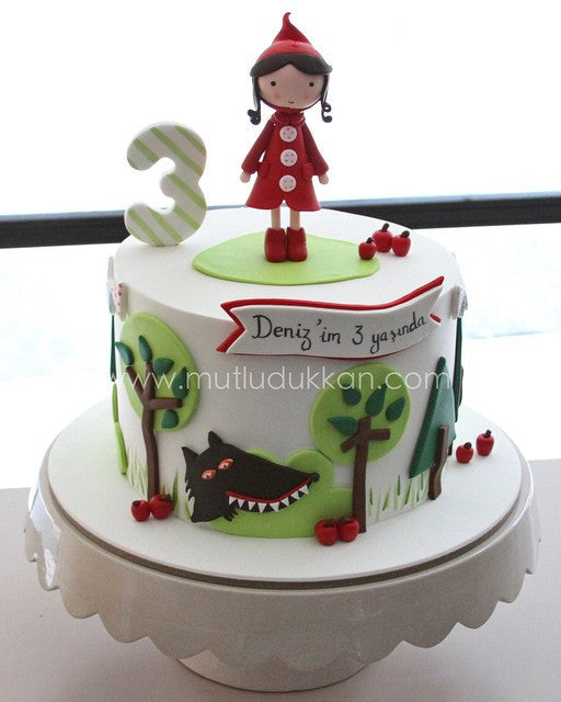 masal pasta – kırmızı başlıklı kız doğum günü pastası