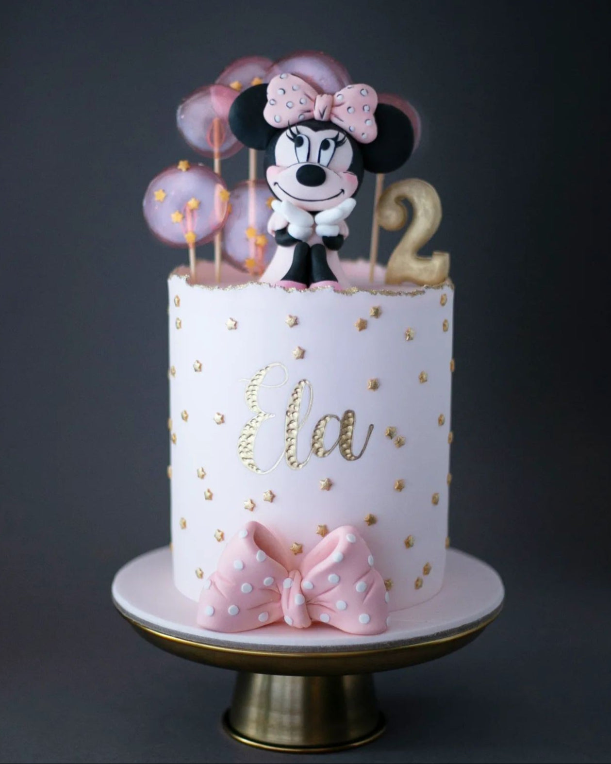 minnie mouse pasta – yıldız temalı kız çocuk pastası