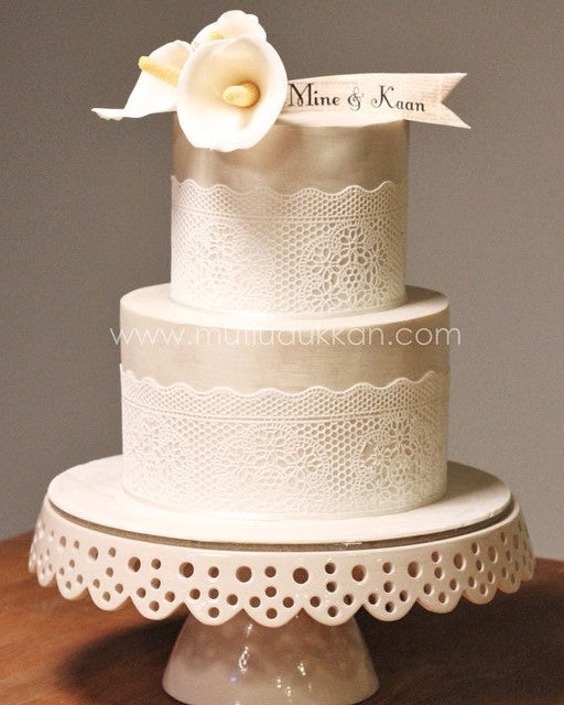 nişan pastası – gala çiçeği süslemeli sedef renkli pasta