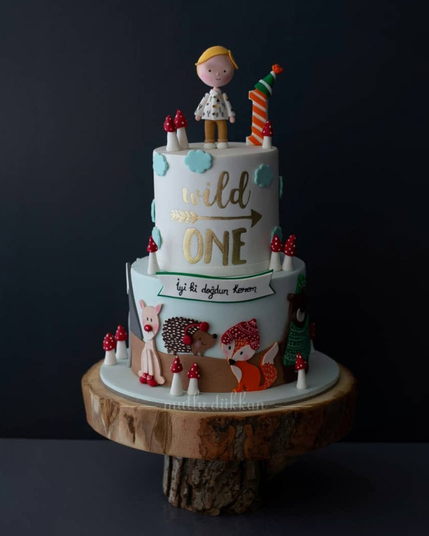orman pastası – havyan süslemeli 1 yaş erkek pastası