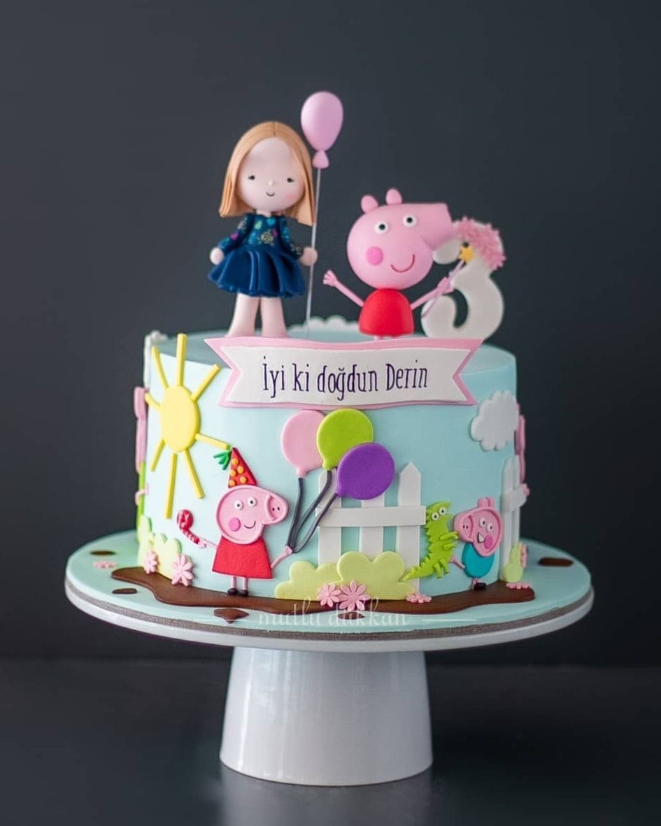peppa pig pasta – kız çocuk doğum günü pastası