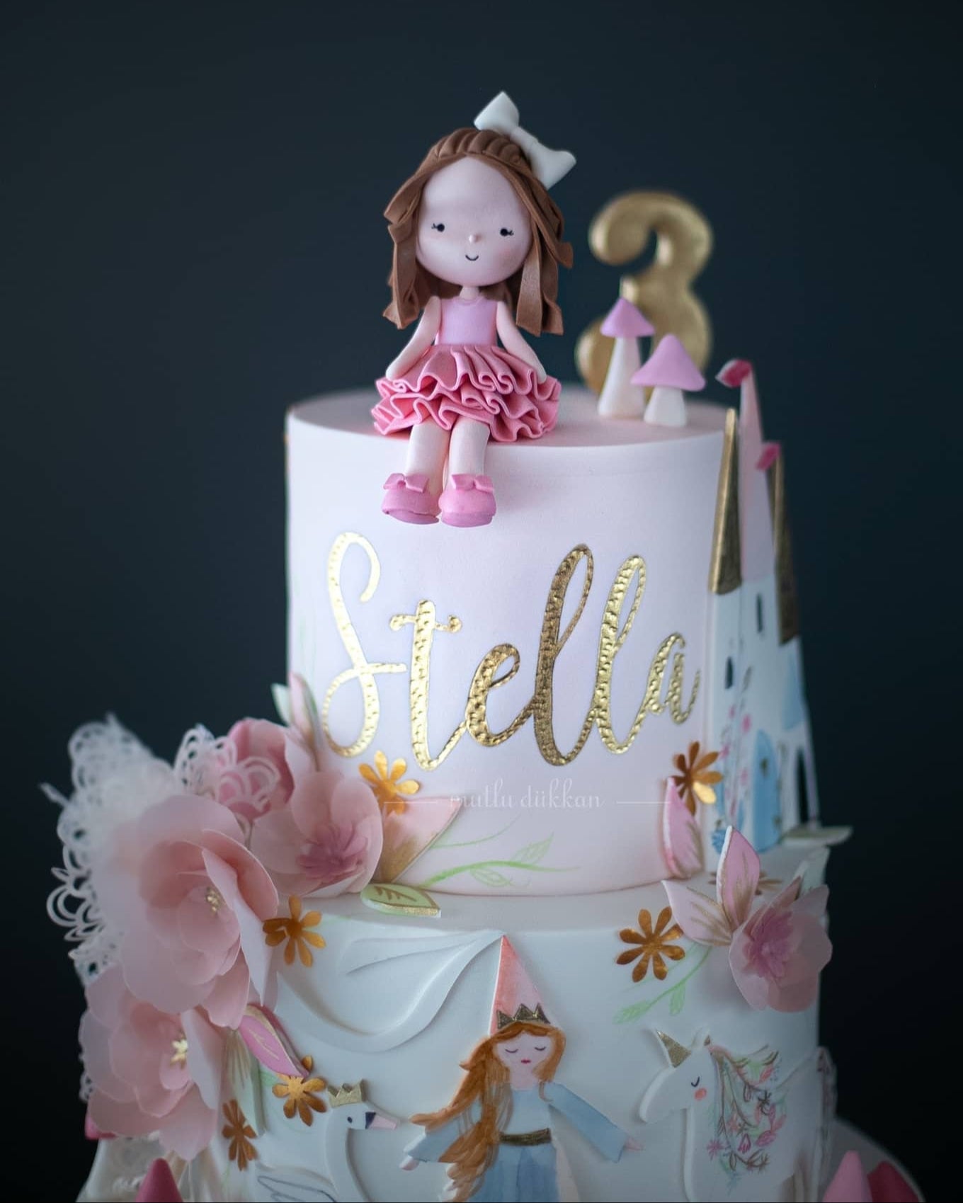 prenses pasta – meri meri saray ve unicorn temalı pasta