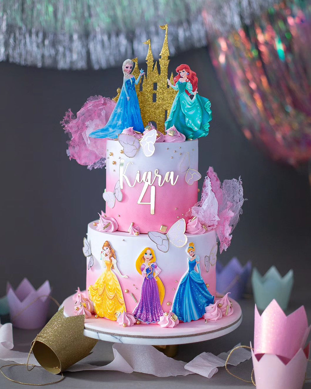 prenses pasta – altın saray ve disney prensesler pastası