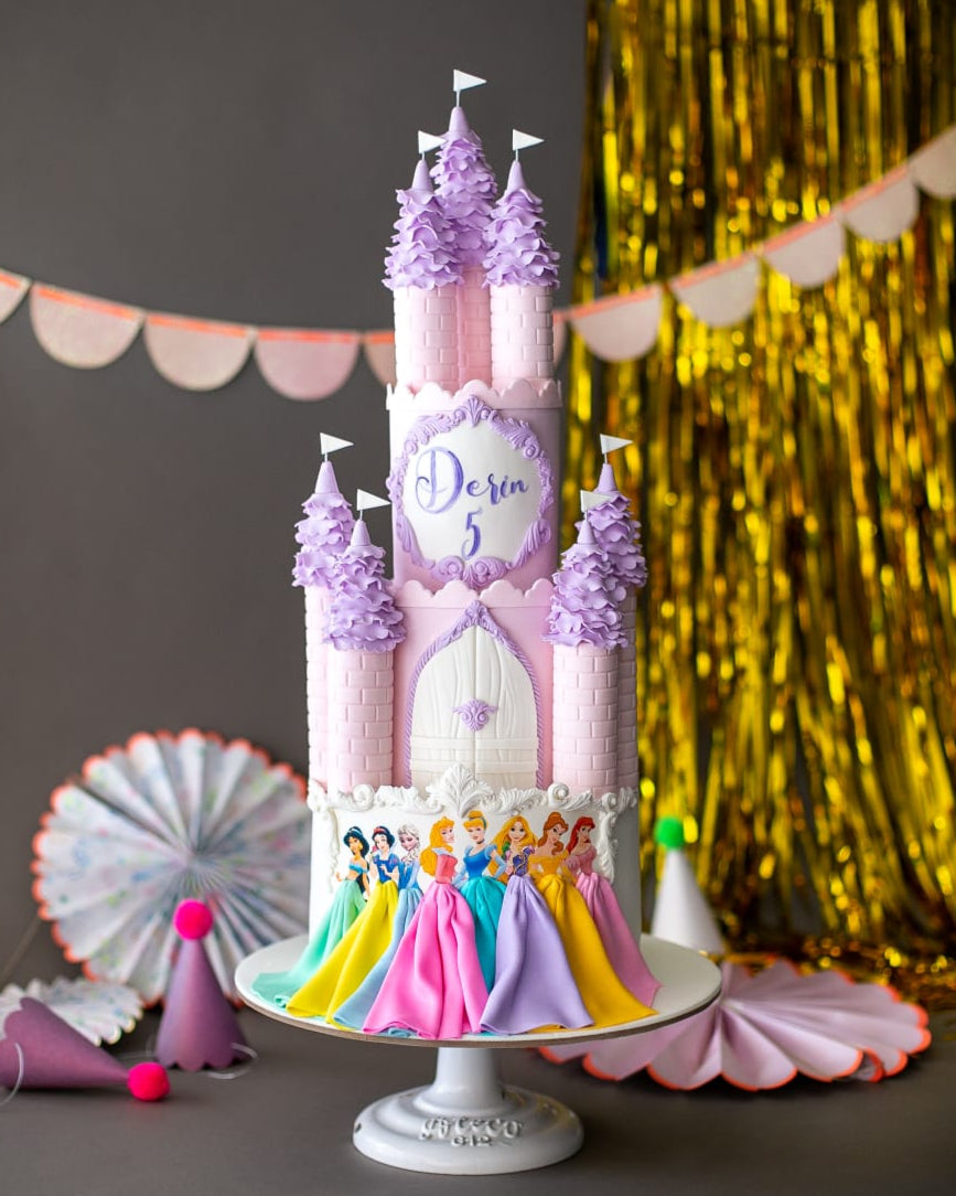 prenses pasta – şato tasarımlı 5 yaş kız doğum günü pastası