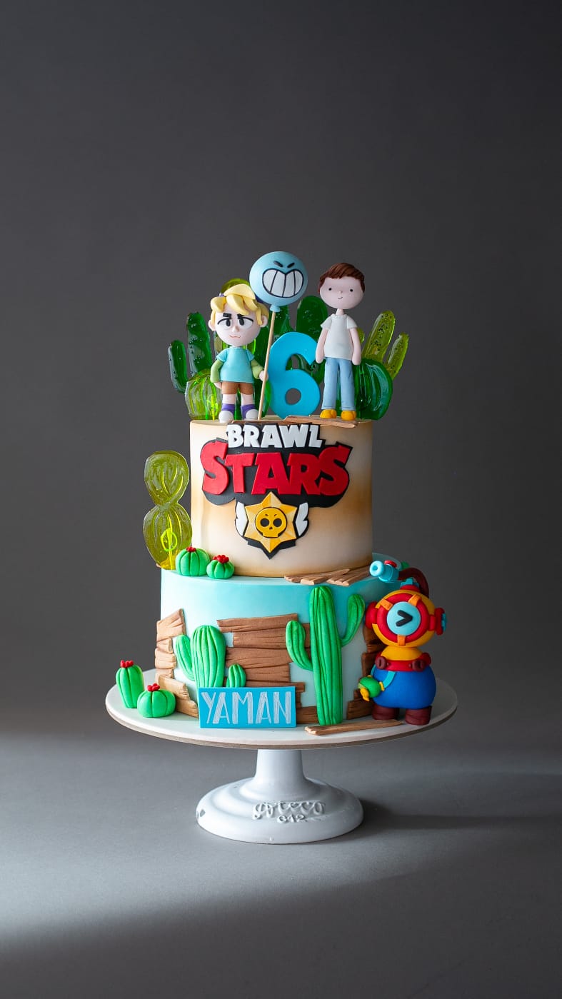 brawl stars pastası – otis dalgıç ve gus figürlü pasta