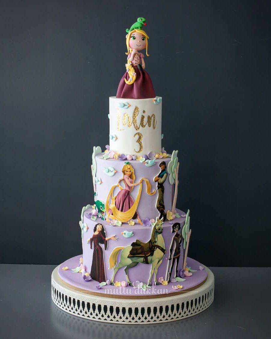 rapunzel pastasi – kız çocuk doğum günü pastası