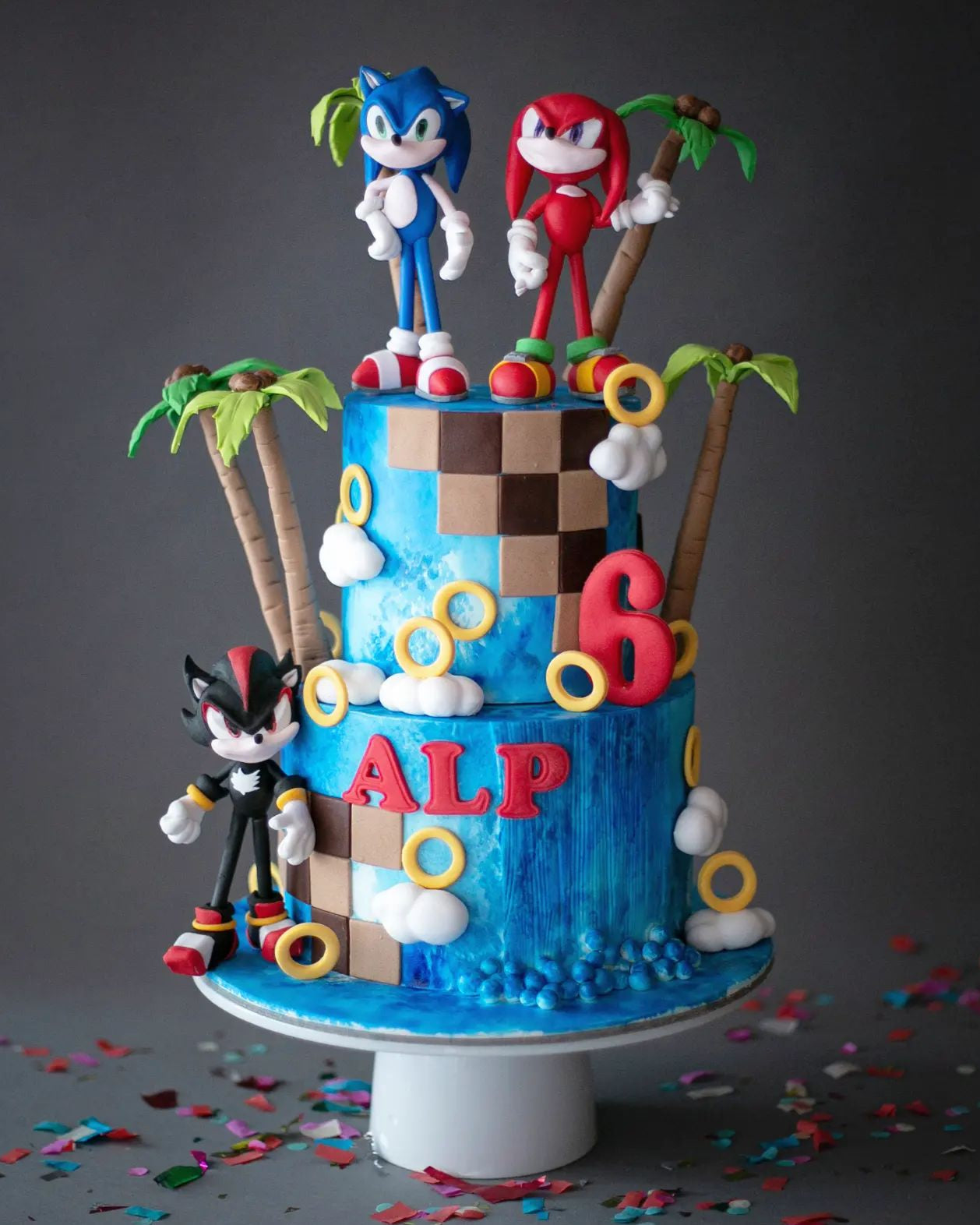 sonic pasta – shadow ve knuckles figürlü erkek pastası