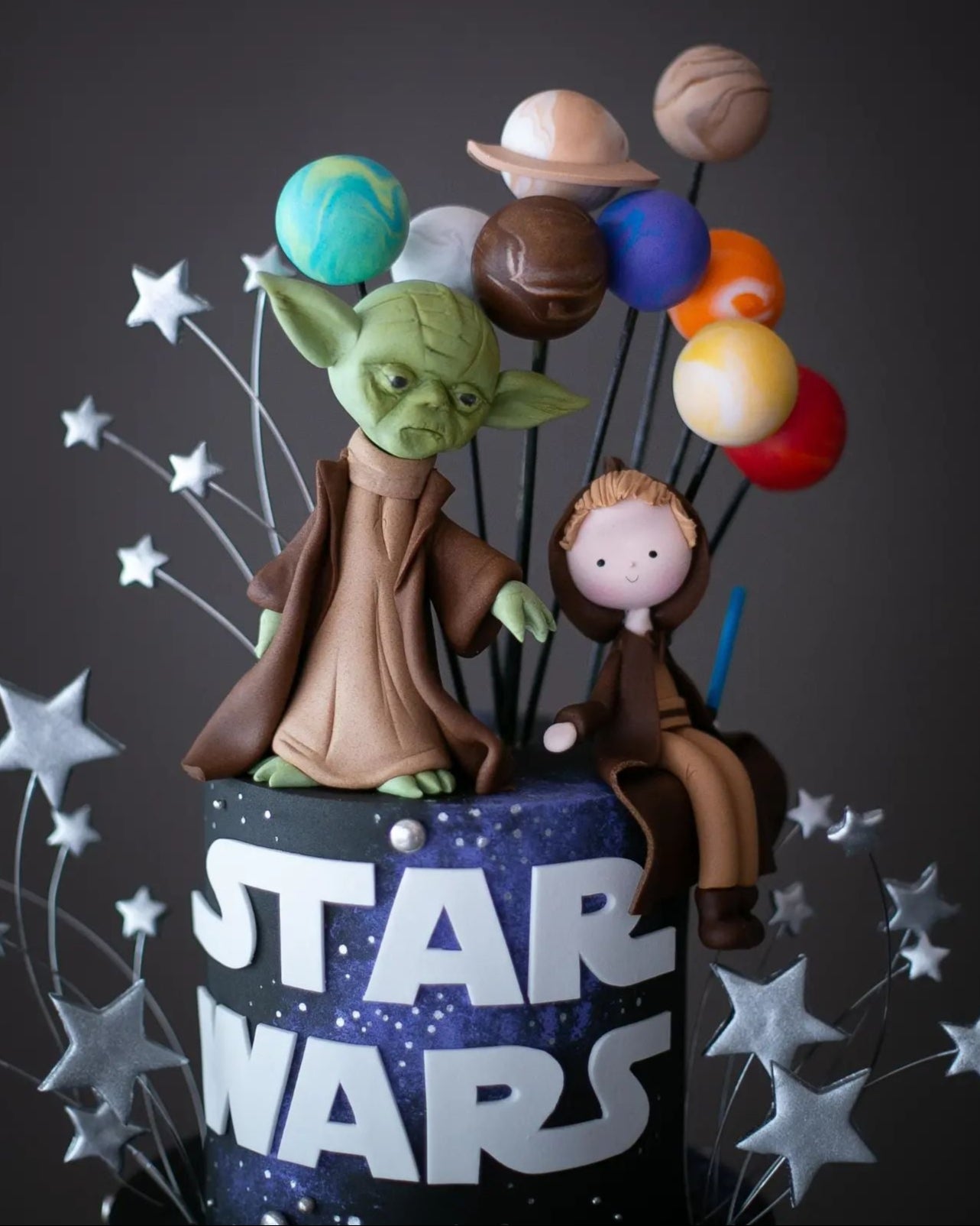 star wars pasta – yoda ve uzay temalı doğum günü pastası