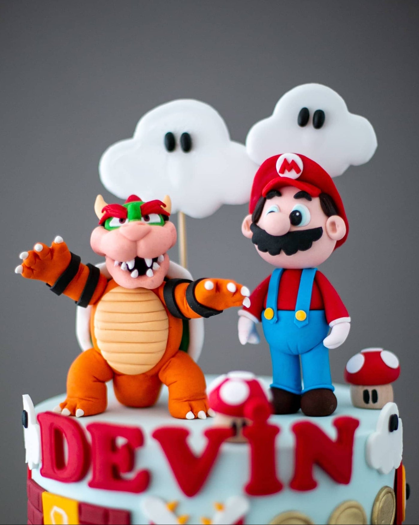 süper mario pasta – bowser figürlü doğum günü pastası