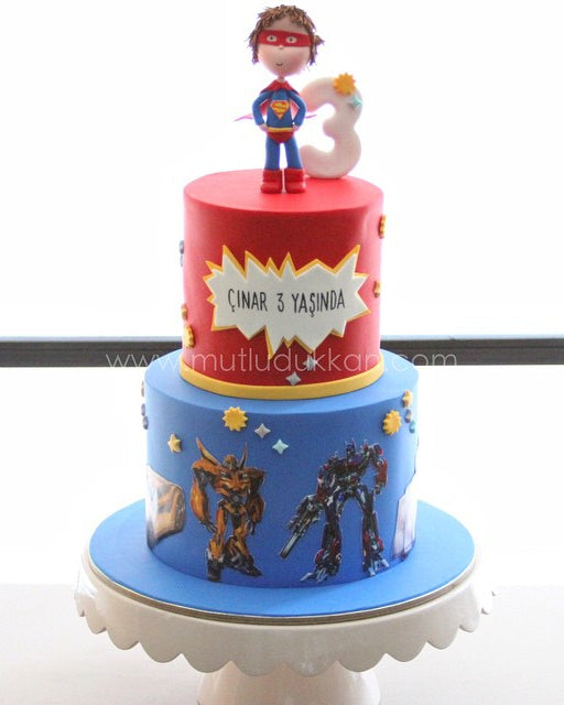 superman pasta – transformers temalı erkek çocuk pastası