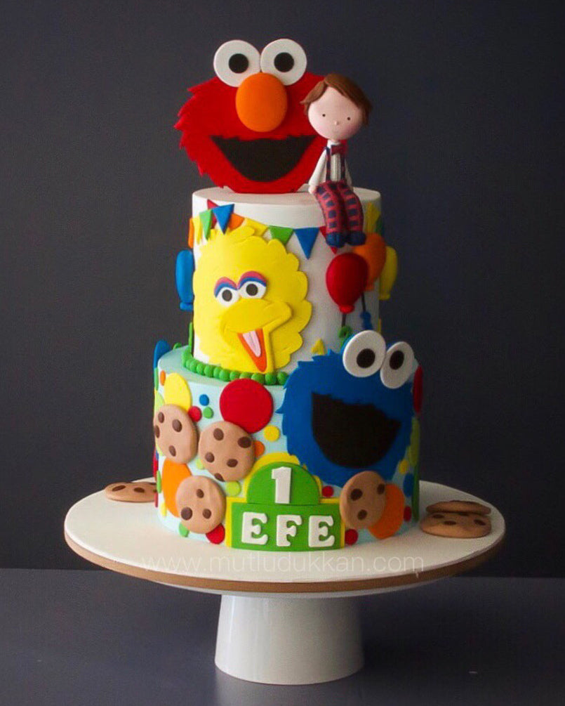 susam sokağı pasta – elmo ve kurabiye canavarı pastası