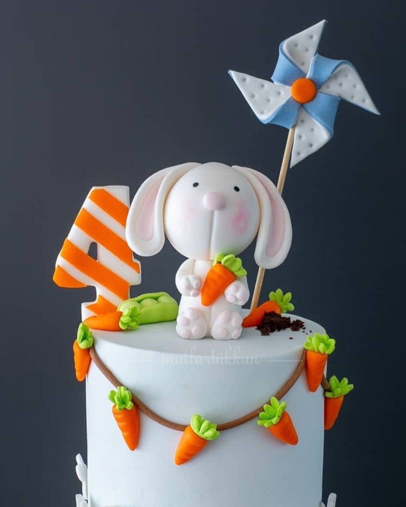 tavşan pasta – bahçe ve havuç temalı erkek çocuk pastası
