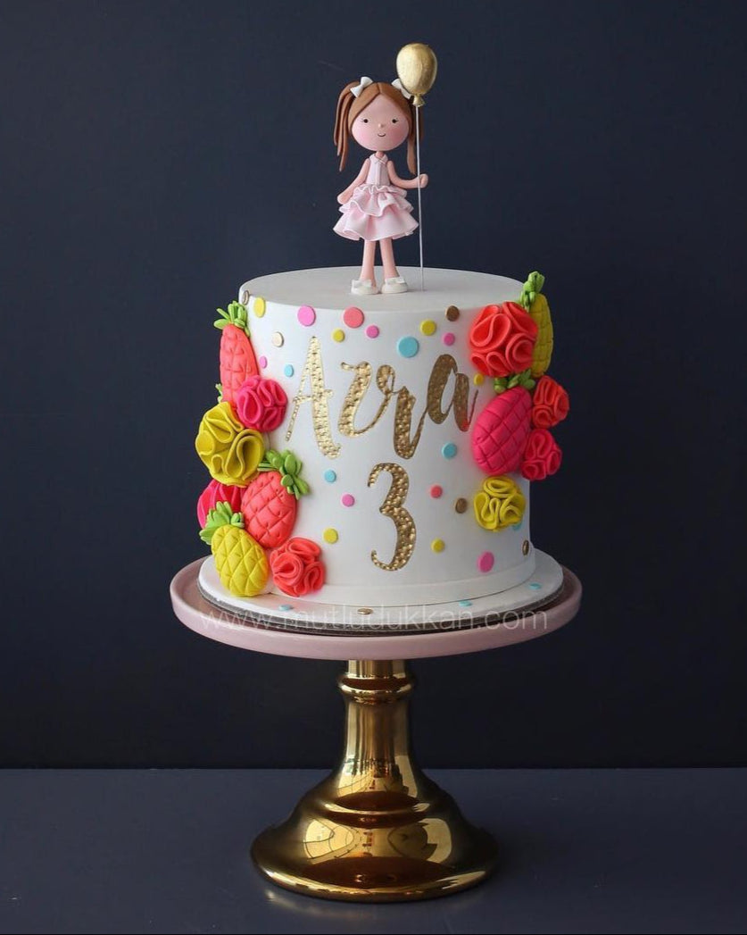 tropikal pasta – canlı renkli kız doğum günü pastası