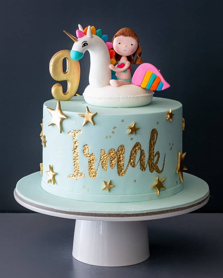 unicorn deniz yatağı pasta – yaz temalı kız pastası