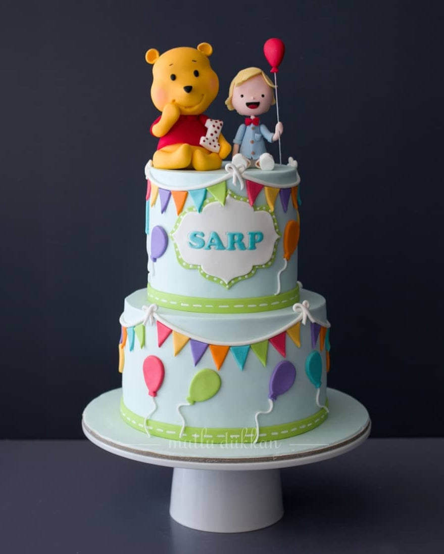 winnie the pooh pasta – balon süslemeli çocuk pastası