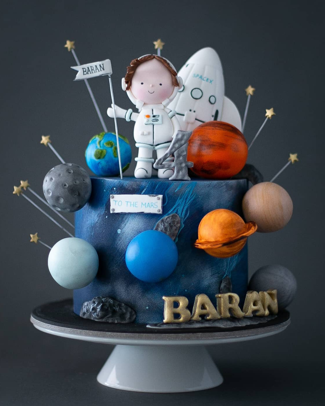 astronot pasta – uzay ve gezegen temalı erkek pastası