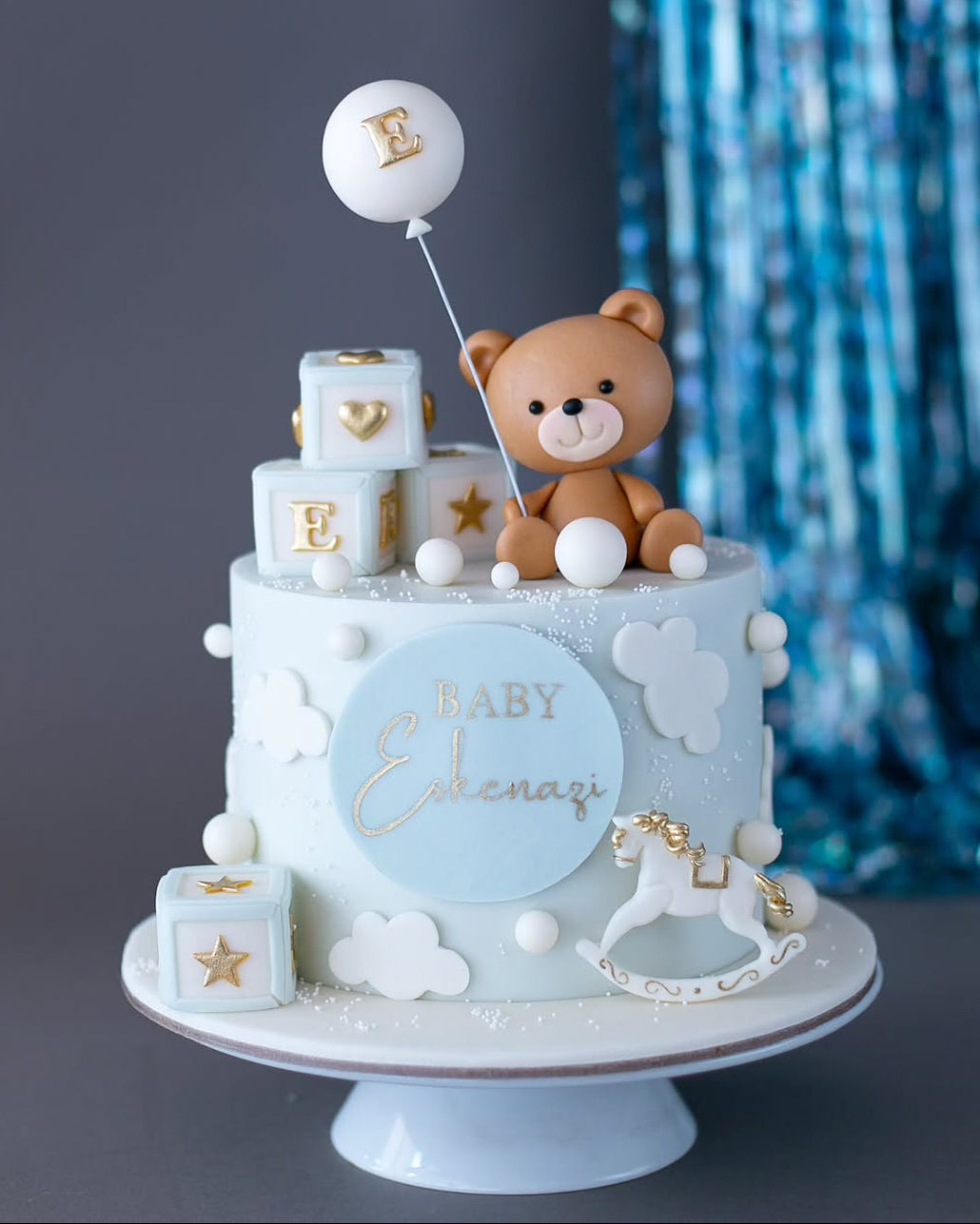 ayıcıklı bebek pastası – erkek baby shower pastası