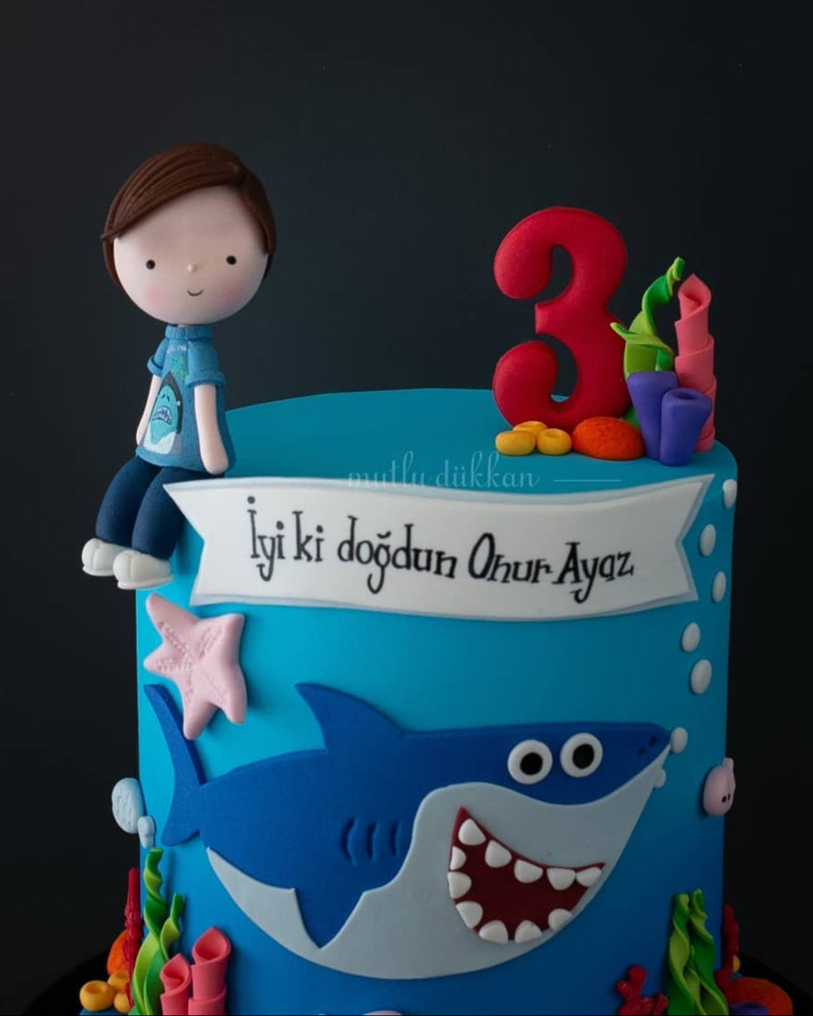 baby shark pasta – sevimli köpek balığı temalı çocuk pastası