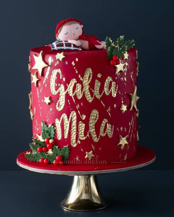 bebek pasta – yılbaşı temalı baby shower pastası