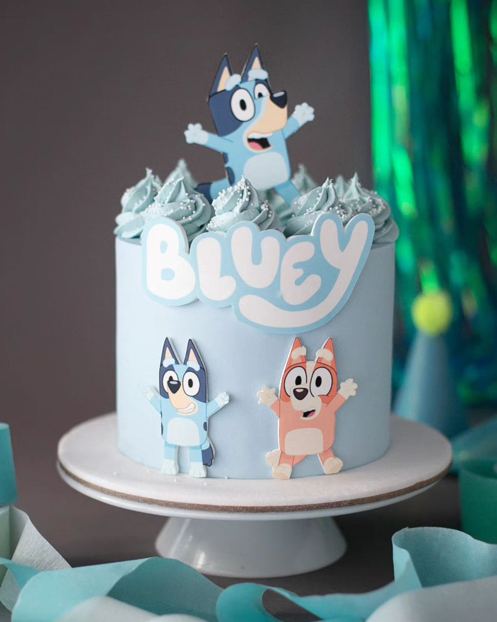 bluey ve bingo pasta – mavi kremalı çocuk pastası