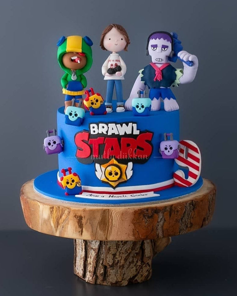 brawl stars pasta – leon ve frank figürlü erkek pastası