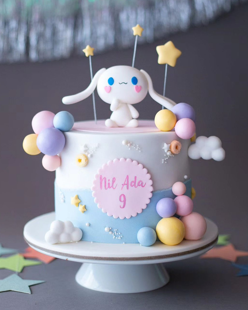 cinnamoroll pasta – yıldızlı kız doğum günü pastası