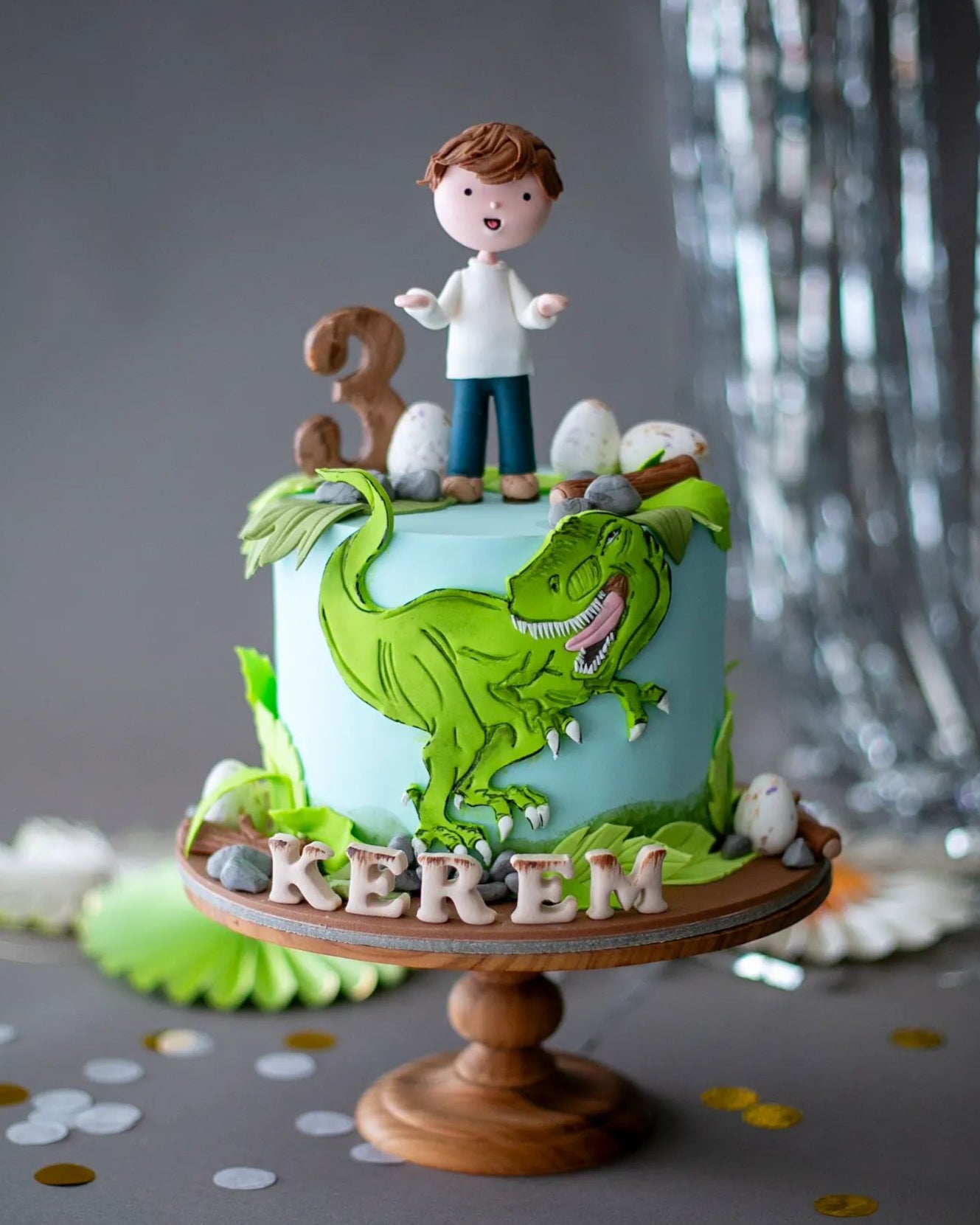 dinozor pasta – t-rex temalı çocuk doğum günü pastası
