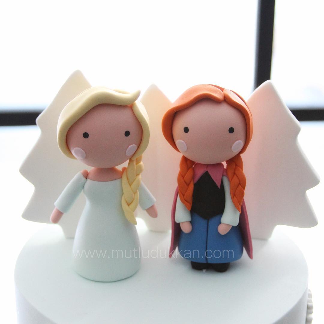 elsa pasta – frozen süslemeli sade kız çocuk pastası
