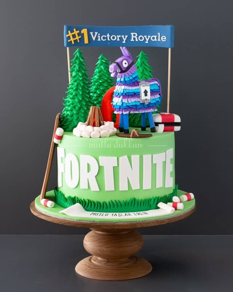 fortnite pasta – llama figürlü çocuk doğum günü pastası