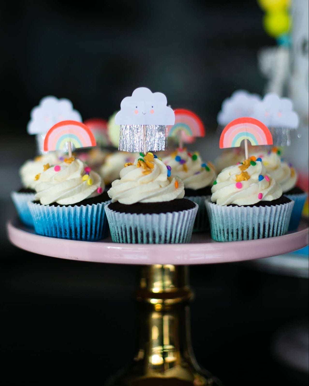 gökkuşağı cupcake – meri meri parti malzemeli cupcake