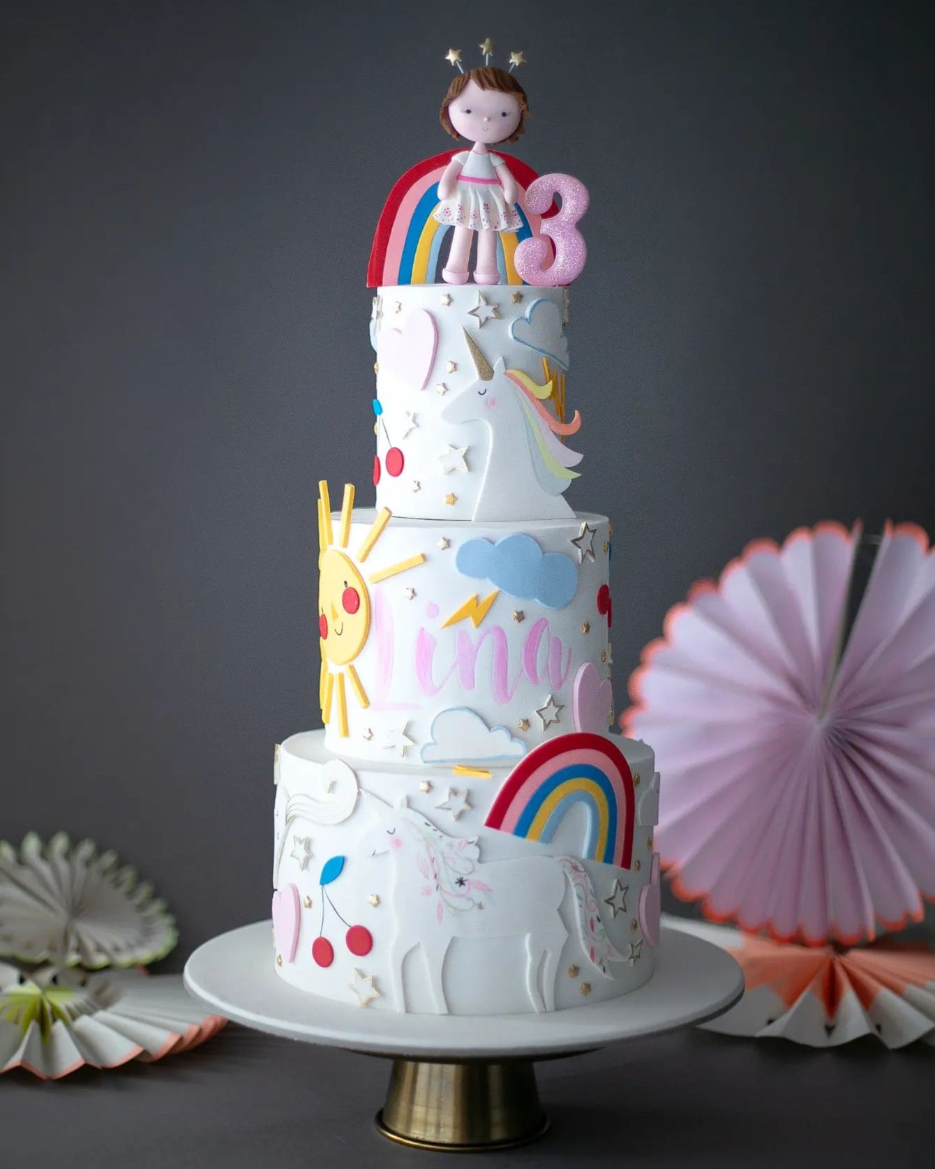 gökkuşağı pasta – meri meri unicorn temalı kız pastası