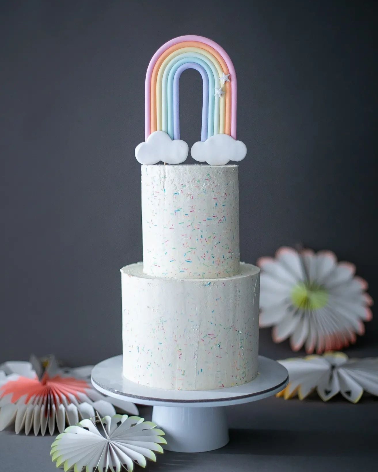 gökkuşağı pasta – şeker hamursuz sade pasta (naked cake)