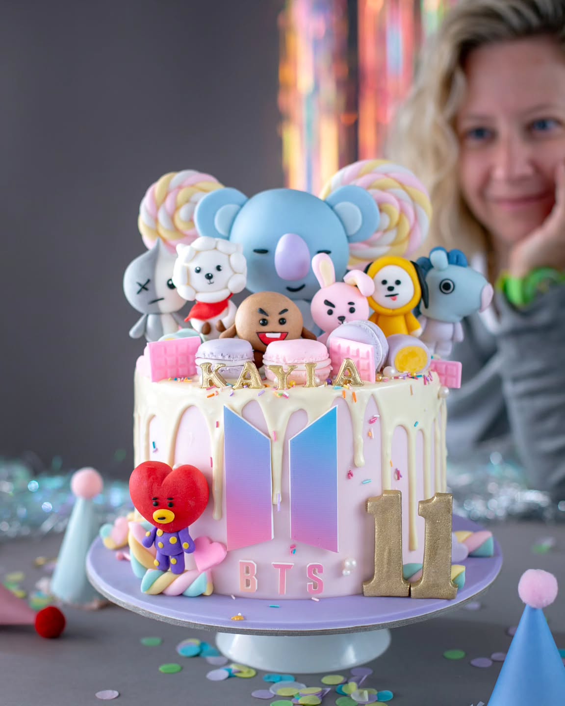 k-pop pasta – bts ve bt21 temalı pasta