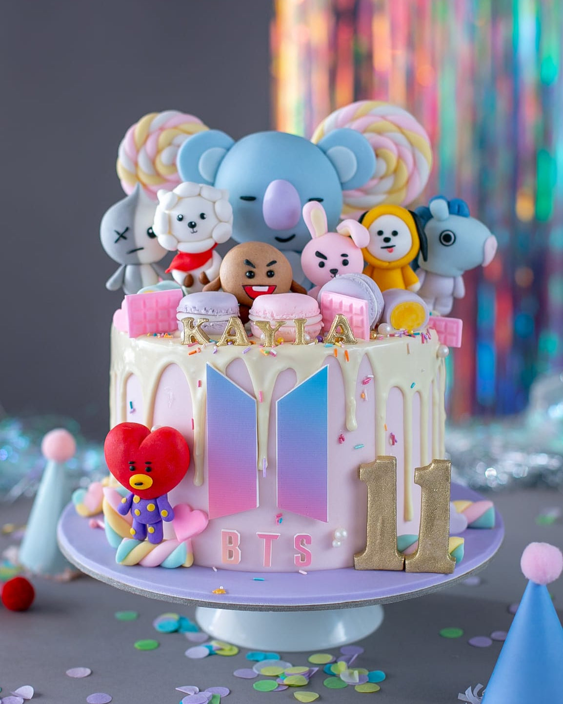 k-pop pasta – bts ve bt21 temalı pasta