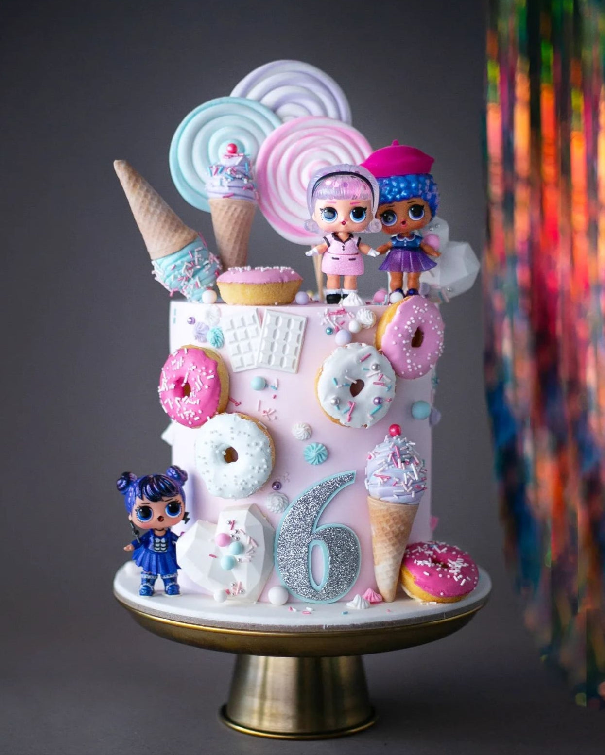 lol bebek pasta – donut ve dondurma temalı kız pastası