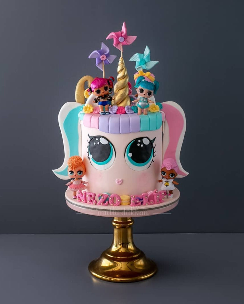 lol bebek pasta – unicorn süslemeli pasta